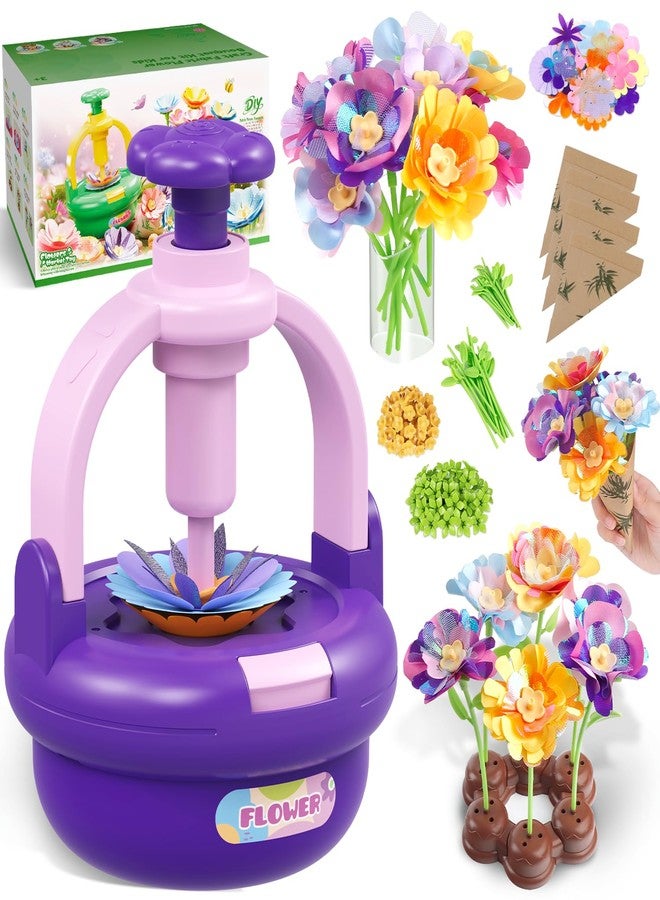 TingingYuli Arts and Crafts Kit for Kids Ages 4-8,Flower Bouquet Toys,DIY Flower Market Toys,Build Your Flower Bouquet,Educational Christmas Birthday Gifts for 3 4 5 6 7 8 9 Year Old Girls-Purple - Image 1